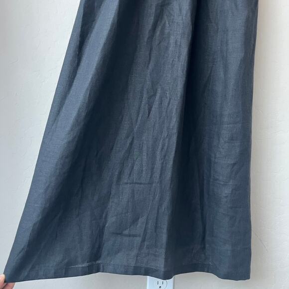 Harly Jae Dress Milos Black Linen Ruffled V-Neck Minimalist Maxi Dress Size L‎ - Picture 4 of 11